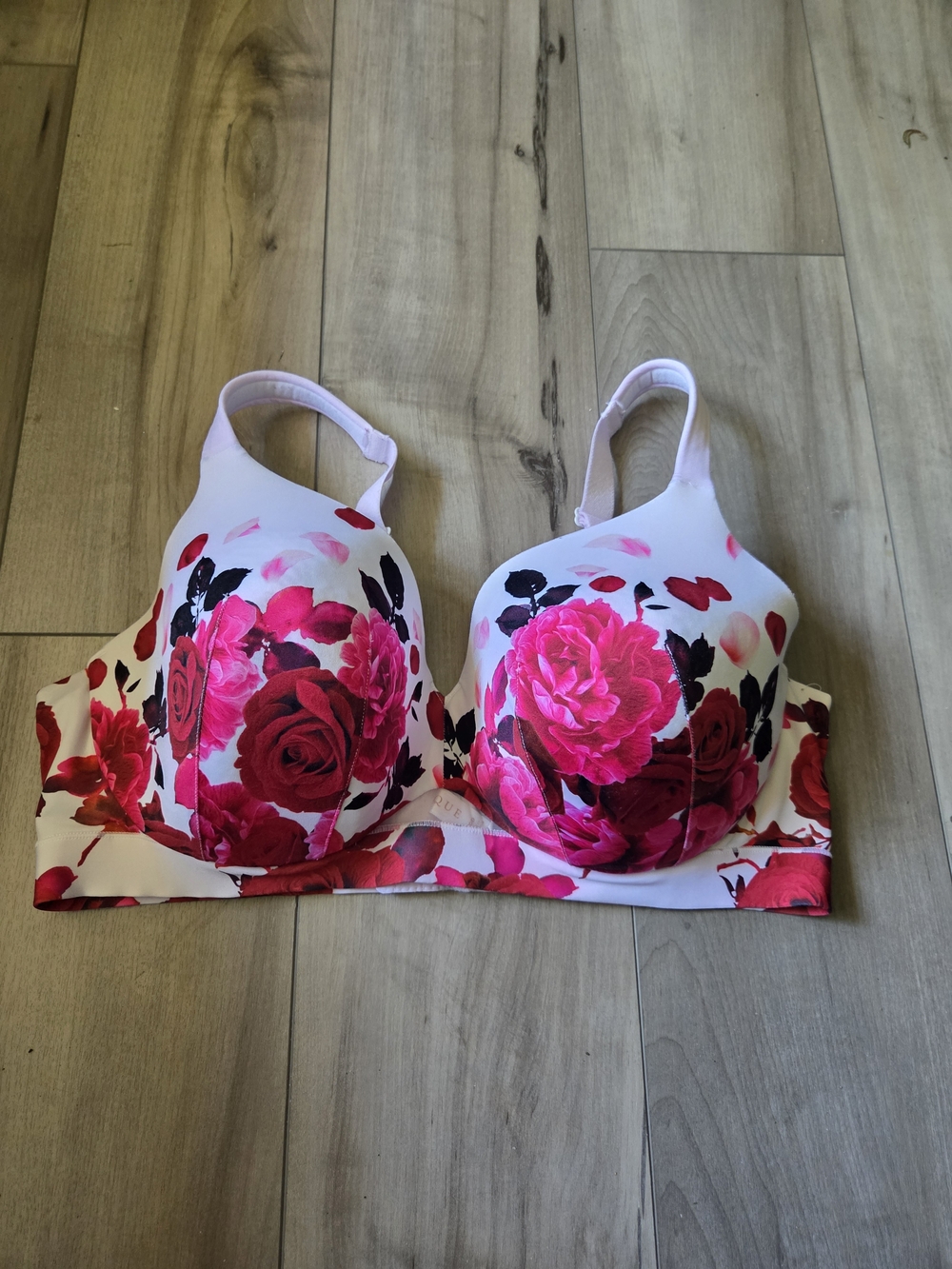 Cacique Lighly Lined Full Coverage  Bra with Pink Floral Print